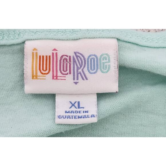 LulaRoe Light Blue Green Hi Low Hem Short Sleeve Top XL Lightweight Soft Stretch - Picture 4 of 5